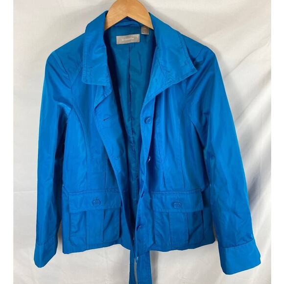 Liz Claiborne Button Up Tie Waist Jacket Blue Size Medium - Picture 1 of 6